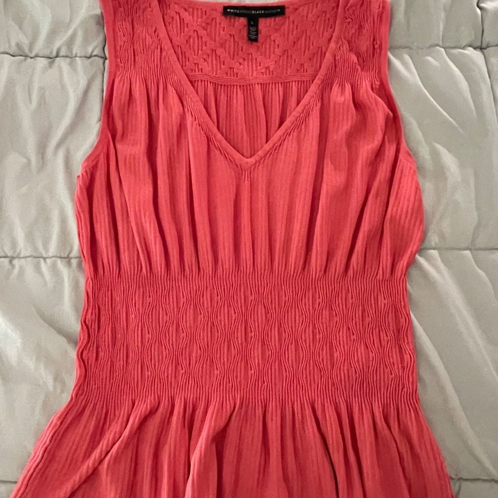 White House Black Market coral peplum top WHBM size Large